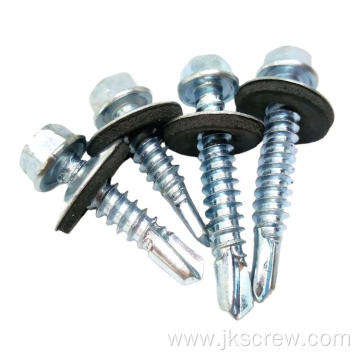 C1022 DIN7504 galvanized self drilling screw EPDM washer